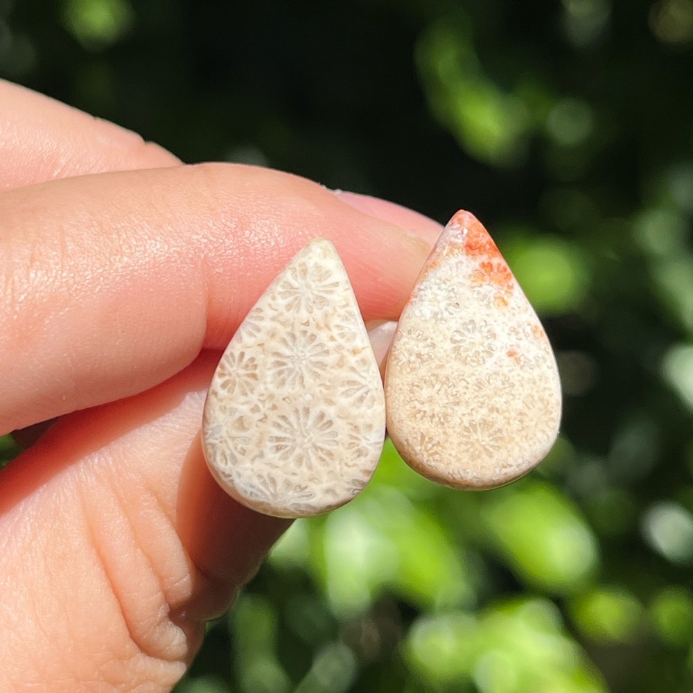 925 silver‎ post coral jade tear drop ear studs